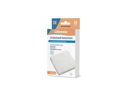 Lifemed Compresse de coton, 95 x 95 mm, blanc
