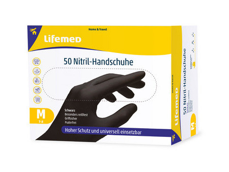 Lifemed Gant en nitrile, noir, sans poudre, taille S