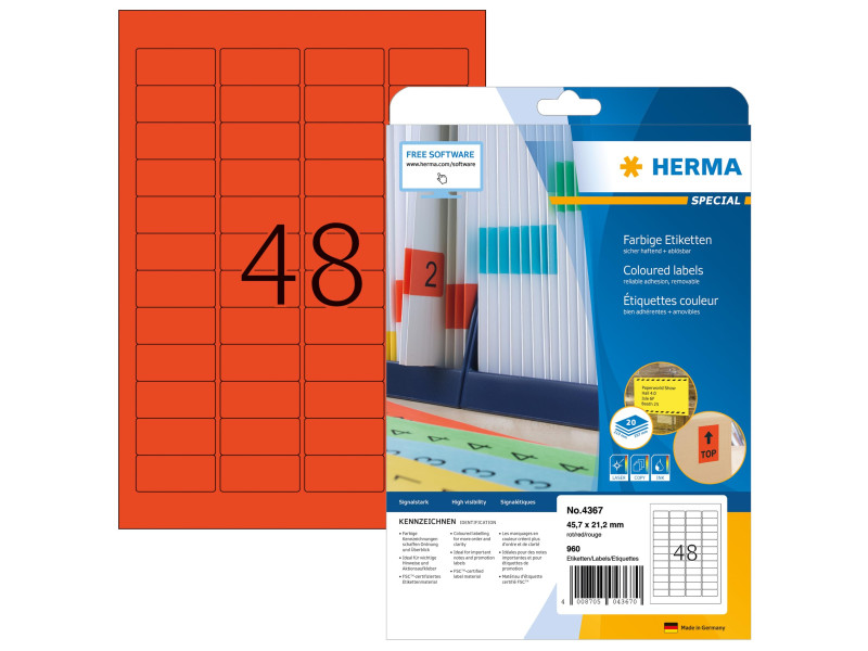HERMA Etiquette universelle SPECIAL, 45,7 x 21,2 mm, rouge