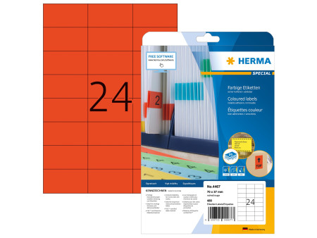 HERMA Etiquette universelle SPECIAL, 70 x 37 mm, rouge