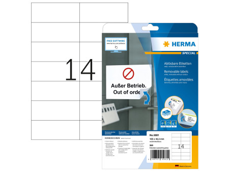 HERMA Etiquette universelle SPECIAL, 105 x 42,3 mm, blanc