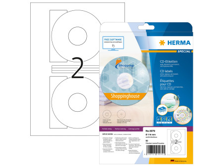 HERMA Etiquette SPECIAL pour CD/DVD, diamètre: 116 mm, blanc