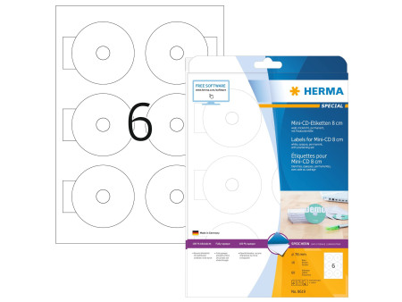 HERMA Etiquette pour mini CD/DVD SPECIAL, diamètre: 78 mm