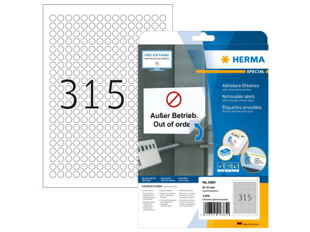 HERMA Etiquette universelle SPECIAL, diamètre: 10 mm, blanc