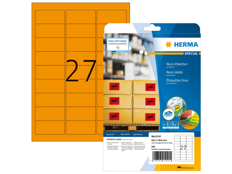 HERMA Etiquette universelle SPECIAL, 63,5 x 29,6 mm, orange