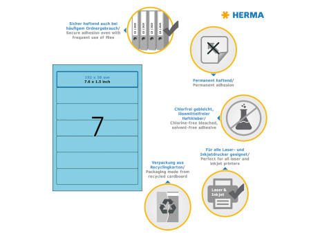HERMA Etiquette pour classeur SPECIAL, 192 x 38 mm, bleu