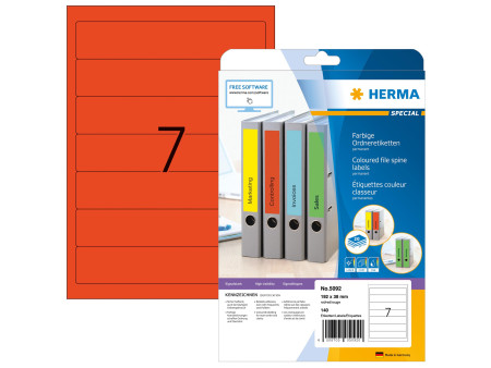 HERMA Etiquette pour classeur SPECIAL, 192 x 38 mm, rouge