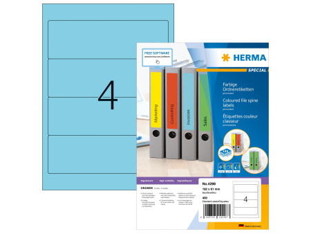 HERMA Etiquette dos de classeur SPECIAL, 192 x 61 mm, bleu