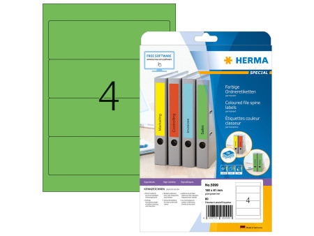 HERMA Etiquette dos de classeur SPECIAL, 192 x 61 mm, vert