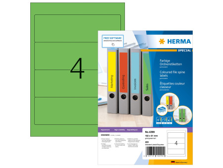 HERMA Etiquette dos de classeur SPECIAL, 192 x 61 mm, vert
