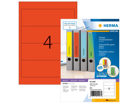 HERMA Etiquette dos de classeur SPECIAL, 192 x 61 mm, rouge