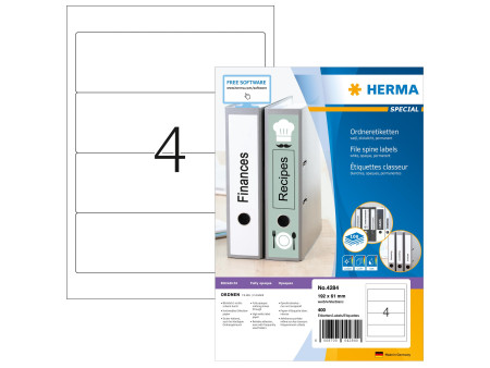 HERMA Etiquette dos de classeur SPECIAL, 192 x 61 mm, blanc