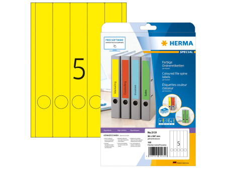 HERMA Etiquette dos de classeur SPECIAL, 38 x 297 mm, jaune