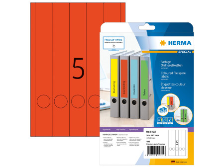 HERMA Etiquette dos de classeur SPECIAL, 38 x 297 mm, rouge