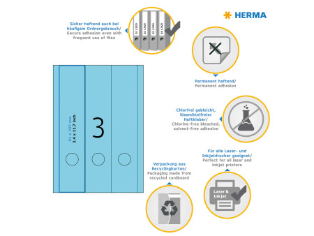 HERMA Etiquette dos de classeur SPECIAL, 61 x 297 mm, bleu