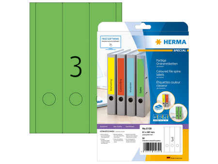 HERMA Etiquette dos de classeur SPECIAL, 61 x 297 mm, vert