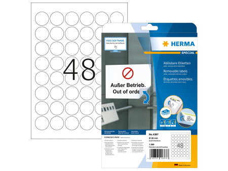 HERMA Etiquette universelle SPECIAL, diamètre: 30 mm, blanc