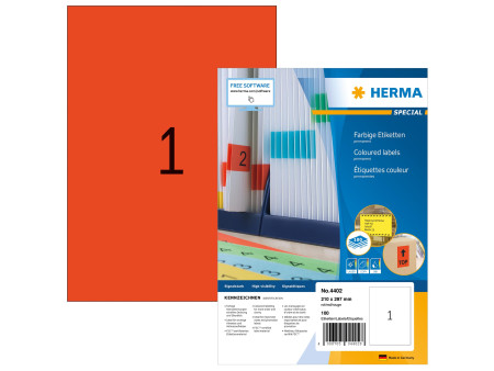 HERMA Etiquette universelle SPECIAL, 210 x 297 mm, rouge