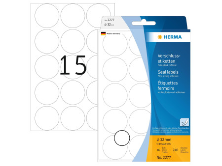 HERMA Etiquette fermoir, diamètre 32 mm, transparent
