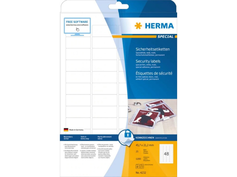 HERMA Etiquette de sécurité SPECIAL, 45,7 x 21,2 mm, blanc