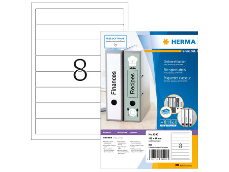 HERMA Etiquette dos de classeur SPECIAL, 192 x 34 mm, blanc