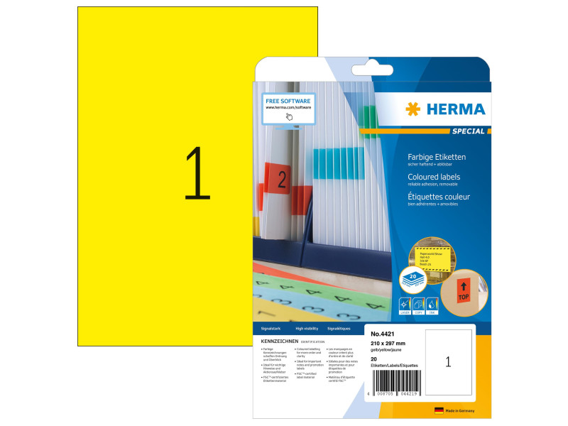 HERMA Etiquette universelle SPECIAL, 210 x 297 mm, jaune