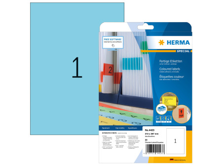 HERMA Etiquette universelle SPECIAL, 210 x 297 mm, bleu