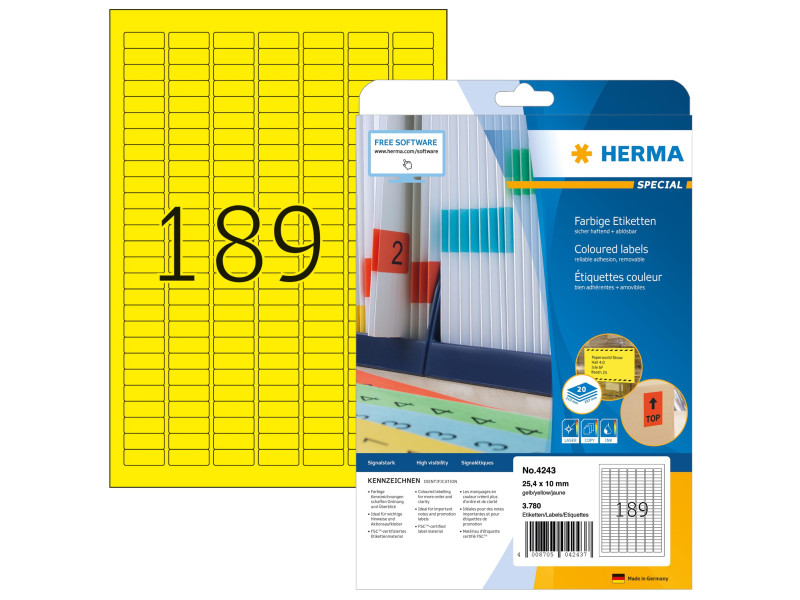 HERMA Etiquette universelle SPECIAL, 25,4 x 10 mm, jaune