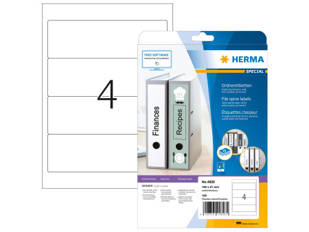 HERMA Etiquette dos de classeur SPECIAL, 192 x 61 mm, blanc