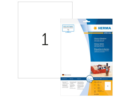HERMA Etiquette haute brillance 210 x 297 mm, blanc