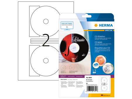 HERMA Etiquette CD/DVD Inkjet SPECIAL Maxi, diamètre: 116 mm
