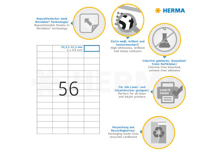 HERMA Etiquette universelle SPECIAL, 52,5 x 21,2 mm, blanc
