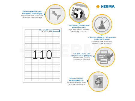 HERMA Etiquette universelle SPECIAL, 38,1 x 12,7 mm, blanc