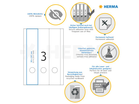 HERMA Etiquette pour classeur SPECIAL, 297 x 59 mm, blanc