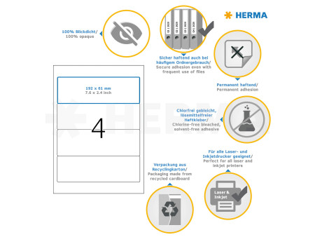 HERMA Etiquette dos de classeur SPECIAL, 192 x 61 mm, blanc