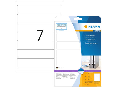 HERMA Etiquette dos de classeur SPECIAL, 192 x 38 mm, blanc