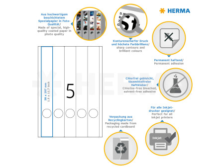 HERMA Etiquette dos de classeur SPECIAL, 38 x 297 mm, blanc