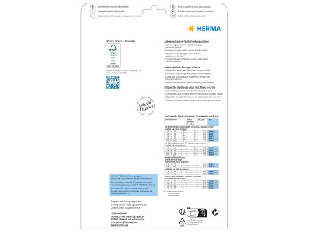 HERMA Etiquette d'adresse, 105 x 42 mm, coins pointus, blanc