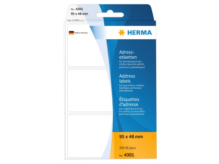 HERMA Etiquette d'adresse, 95 x 48 mm, plié en zigzag, blanc