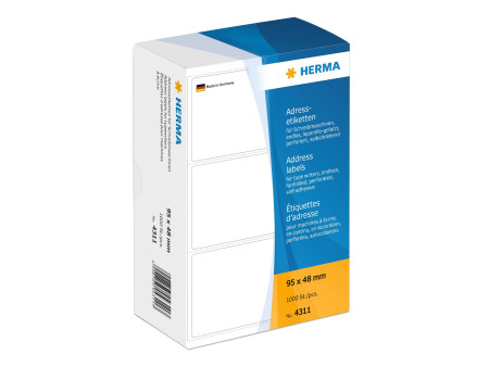 HERMA Etiquette d'adresse, 95 x 48 mm, plié en zigzag, blanc
