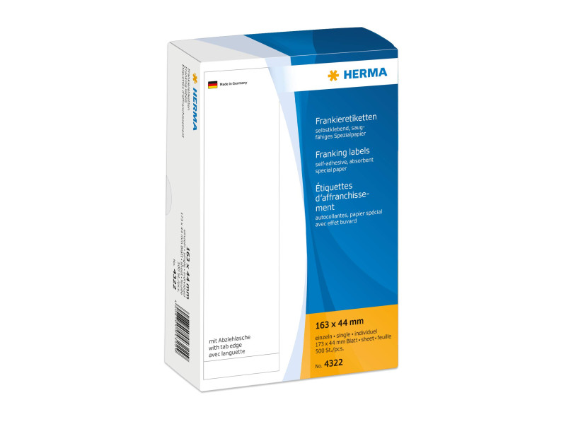 HERMA Etiquettes à affranchir, 163 x 44 mm, simple, blanc