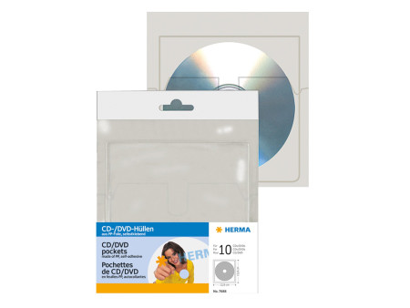 HERMA pochette autocollante pour 1 CD/DVD, en PP,