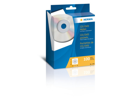 HERMA pochettes papier pour CD/DVD, avec fenêtre, blanc