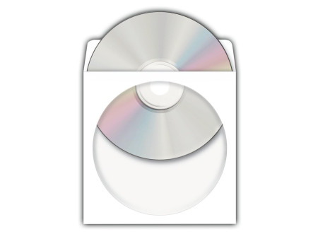 HERMA pochettes papier pour CD/DVD, avec fenêtre, blanc