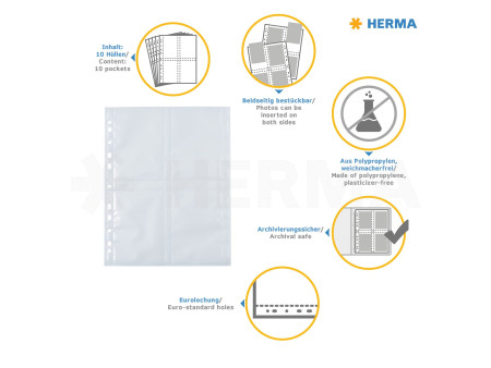 HERMA Pochettes pour photos Fotophan, format A4, pour photos