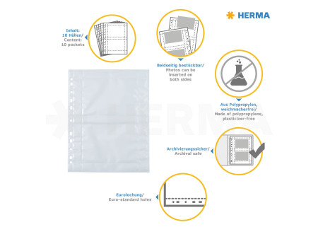 HERMA Pochettes pour photos Fotophan, format A4, pour photos