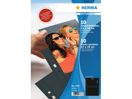 HERMA Pochettes transparentes A4 Fotophan, pour photos 13x18