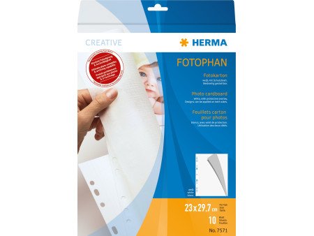HERMA Feuillets carton pour photos, 230 x 297 mm, blanc
