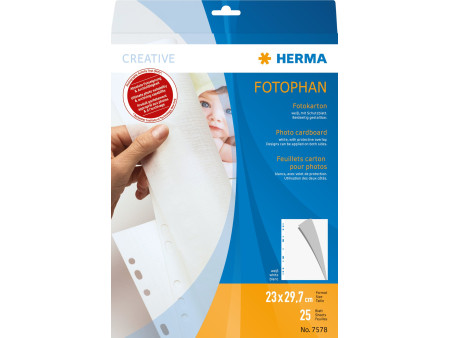 HERMA Feuillets carton pour photos, 230 x 297 mm, blanc