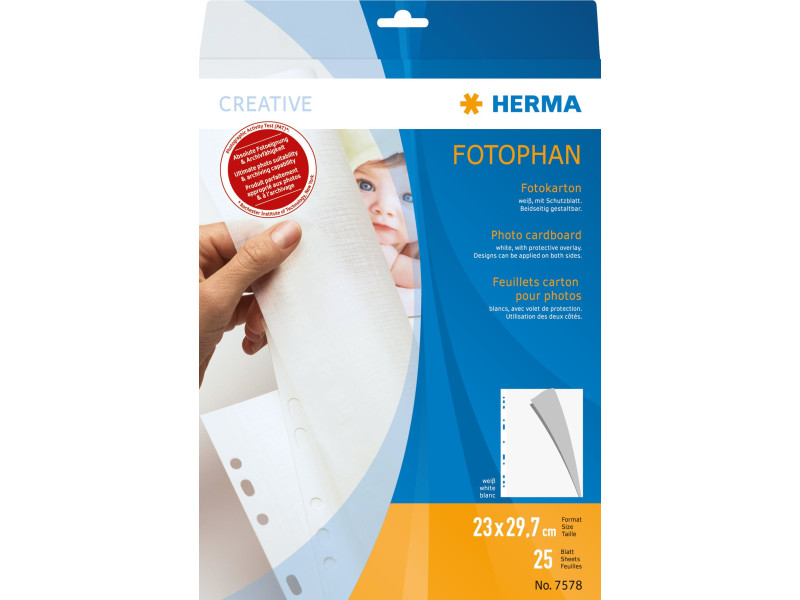 HERMA Feuillets carton pour photos, 230 x 297 mm, blanc